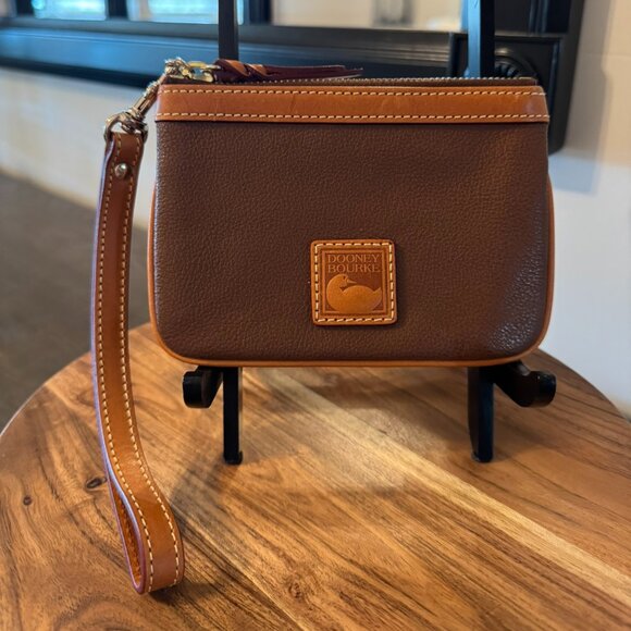 Dooney & Bourke Handbags - Dooney & Bourke Pebble Leather Wristlet/Clutch — Vintage Brown
